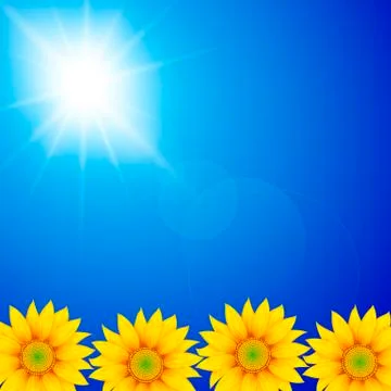 Sunflower in sunny sky background Stock Illustration