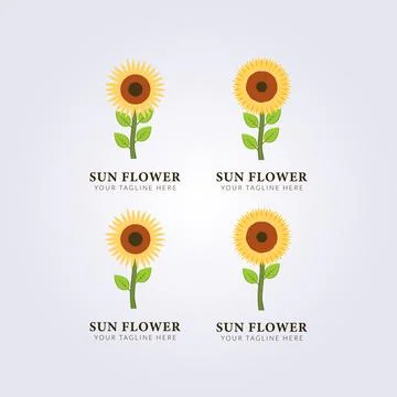 Sunflower vector logo icon symbol illustration simple vintage Stock Illustration