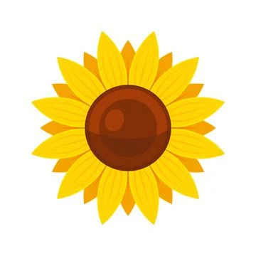 Sunflower on White Background. Flat Style Vector 库存插图