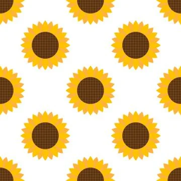 Sunflowers. Abstract seamless pattern. Modern flat style. Colorful elements on a Illustrazione stock