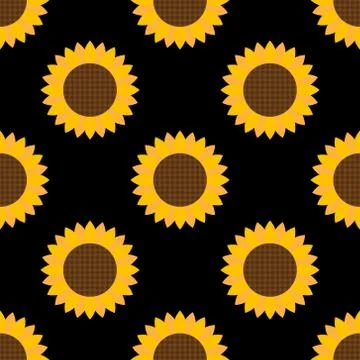 Sunflowers. Abstract seamless pattern. Modern flat style. Colorful elements on a Illustrazione stock