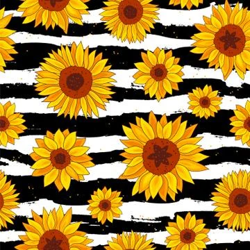 Sunflowers. Fun summer print. Stock Illustration