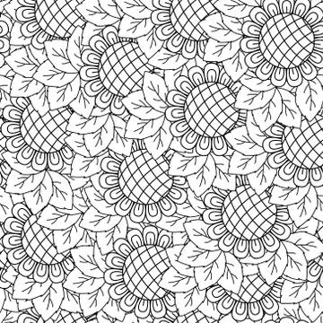 Sunflowers seamless background Stock Illustration