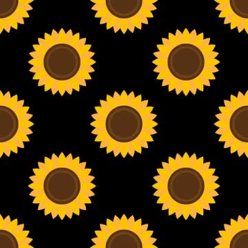 Sunflowers seamless pattern. Abstract modern flat style. Colorful elements on a 스톡 일러스트
