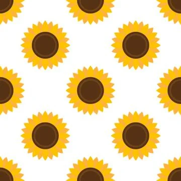 Sunflowers seamless pattern. Abstract modern flat style. Colorful elements on a Illustrazione stock