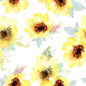 Sunflowers seamless pattern. Stock Illustration