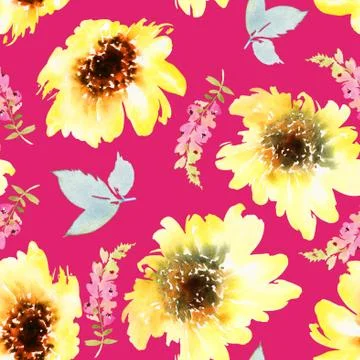 Sunflowers seamless pattern. Stock Illustration
