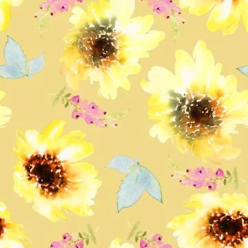 Sunflowers seamless pattern. Stock Illustration