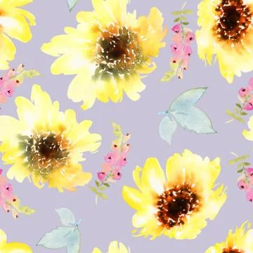 Sunflowers seamless pattern. Stock Illustration