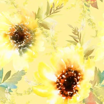 Sunflowers seamless pattern Illustrazione stock