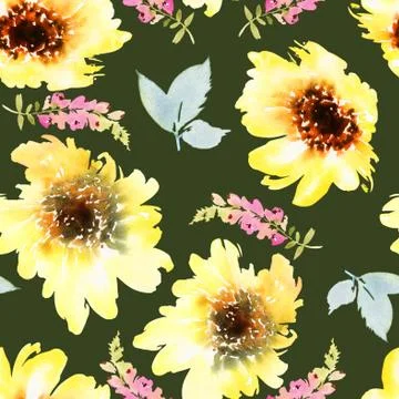 Sunflowers seamless pattern. Stock Illustration