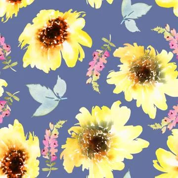 Sunflowers seamless pattern. Stock Illustration