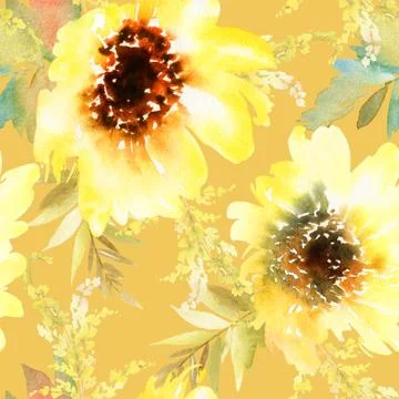 Sunflowers seamless pattern Stock Illustration