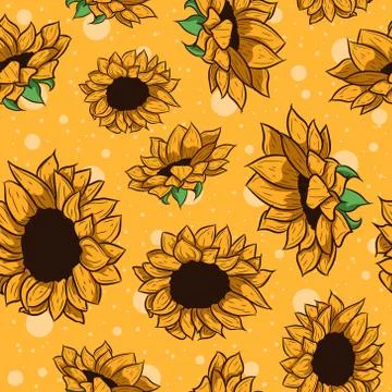 Sunflowers seamless pattern. Stock Illustration