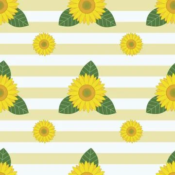 Sunflowers Seamless Pattern Vector Background Stock Illustration
