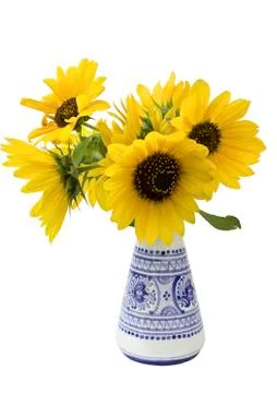 Sunflowers in a vase Stock Photos