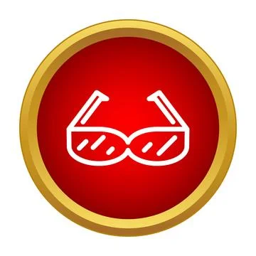 Sunglasses accessory icon on red circle button Stock Illustration