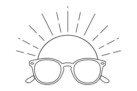 Sunglasses against the backdrop of the sun continuous line design vector Stock Illustration