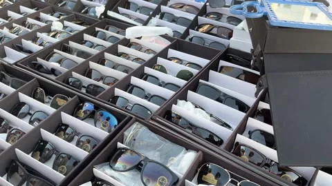 Sunglasses and Eclectic Decor at Saudi Flea Market Stock Footage 346877288