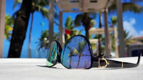 Sunglasses on the beach Stock Footage 172394141