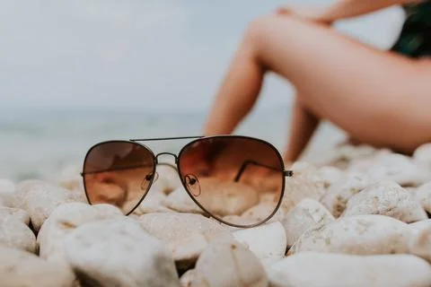 Sunglasses on beach. Stock Photos