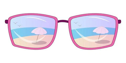 Sunglasses with beach reflection Stock Illustration