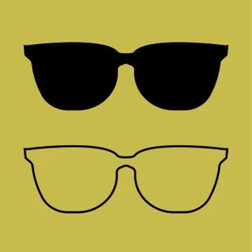 Sunglasses black Icon on yellow background.vector illustration Stock Illustration
