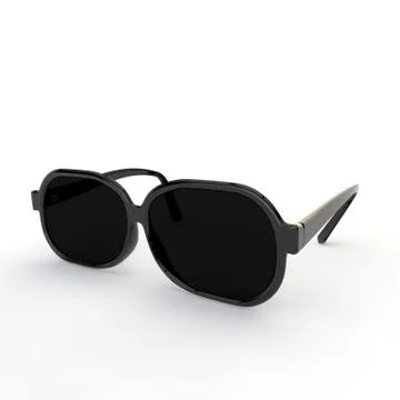 Sunglasses with black plastic frame on white isolated background Stock Illustration