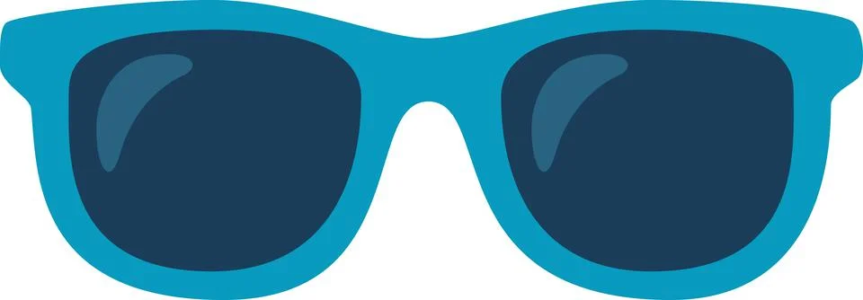 Sunglasses With Blue Frames and Dark Lenses on a White Background for Summe.. Stock Illustration