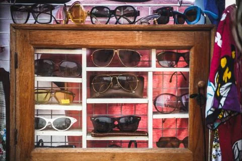 Sunglasses in a case Stock Photos