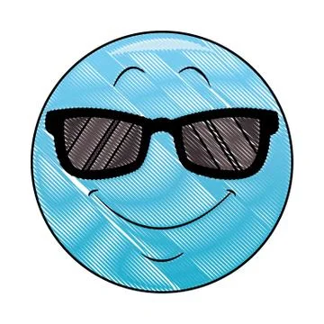 Sunglasses chat emoticon scribble Stock Illustration