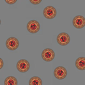 Sunglasses cute sun character vector seamless pattern イラスト素材