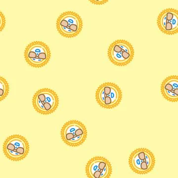 Sunglasses cute sun character vector seamless pattern Stock Illustration