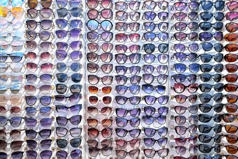 Sunglasses on display Stock Photos