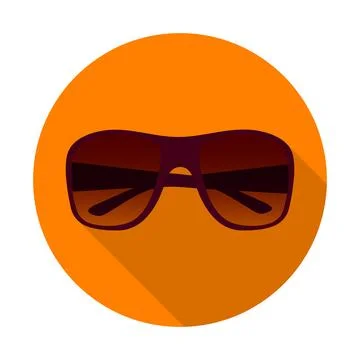 Sunglasses flat icon with long shadow. Summer accessory for UV protection. .. Stock Illustration