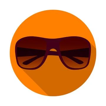 Sunglasses flat icon with long shadow. Summer accessory for UV protection. .. Illustrazione stock