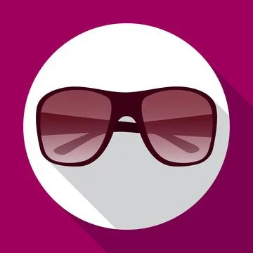 Sunglasses flat icon with long shadow. Summer accessory for UV protection. .. Illustrazione stock