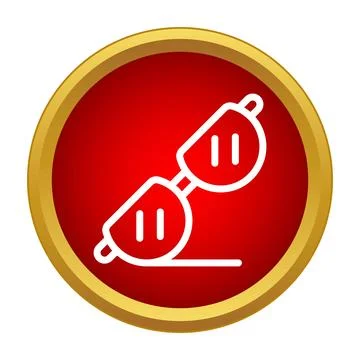 Sunglasses flat icon in red circle button Stock Illustration