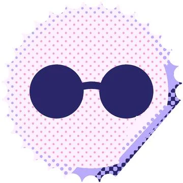 Sunglasses graphic vector illustration round sticker stamp in bright neon col Stock Illustration
