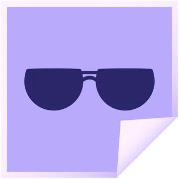 Sunglasses graphic vector illustration square sticker in bright neon color Stock Illustration