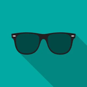 Sunglasses icon with long shadow. Flat design style. Stock Illustration