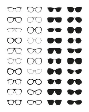 Sunglasses icon set. Different spectacle frames and shapes Stock Illustration
