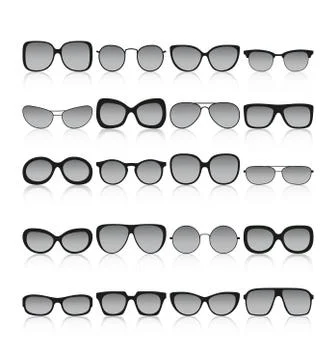 Sunglasses icon set. Different spectacle frames and shapes Stock Illustration