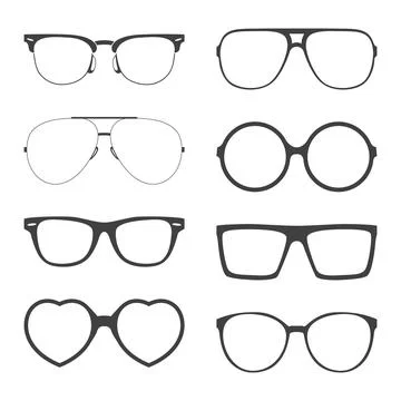 Sunglasses Icon Set, Vector Illustration. Retro Sunglasses Frames Silhouettes Illustrazione stock