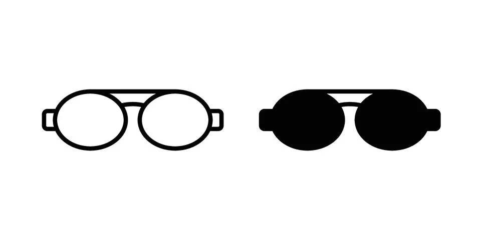 Sunglasses icon silhouette vector set. thin line pack Stock Illustration