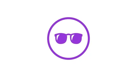 Sunglasses icon stroke round circle purple color animation on white background Stock Footage 278752847