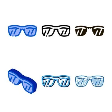 Sunglasses icon vector outline set Stock Illustration