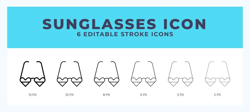 Sunglasses icon vector for web. And mobile app. Editable stroke outline icon. Stock Illustration