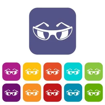 Sunglasses icons set flat Stock Illustration