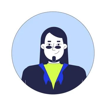 Sunglasses man with beard goatee 2D linear vector avatar illustration 스톡 일러스트
